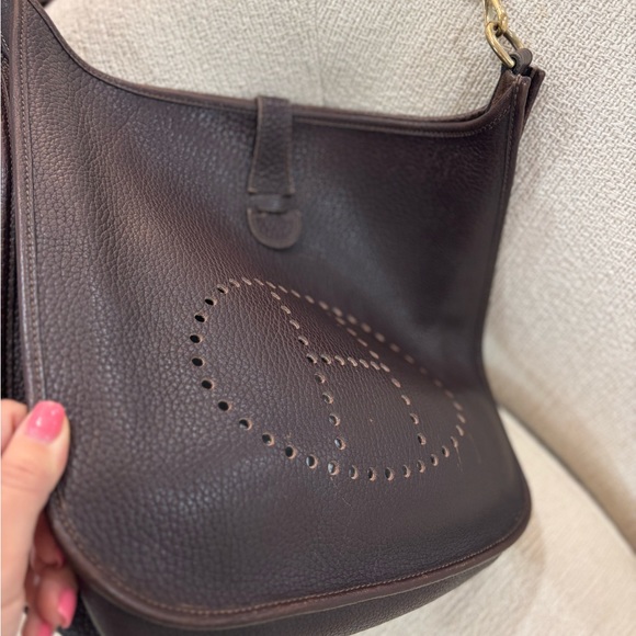 Authentic HERMES EVELYNE GM brown cafe Togo leather - Picture 8 of 16